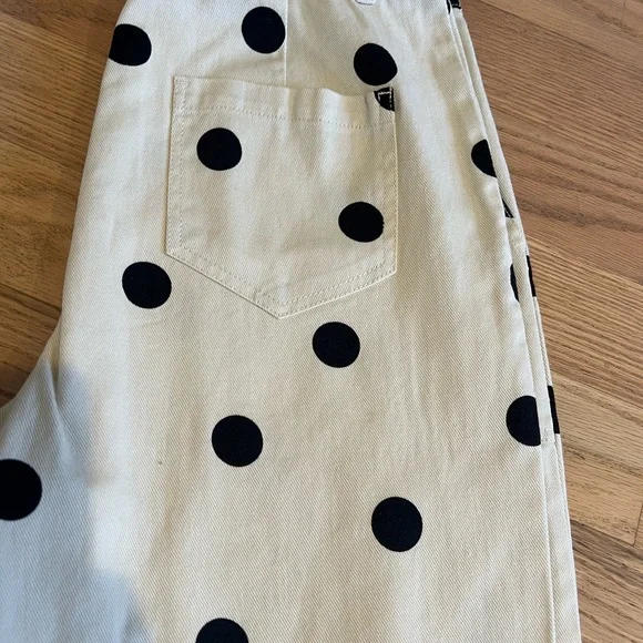 Who What Wear Polka Dot Wide Leg Jeans - Black and Cream - Picture 2 of 4